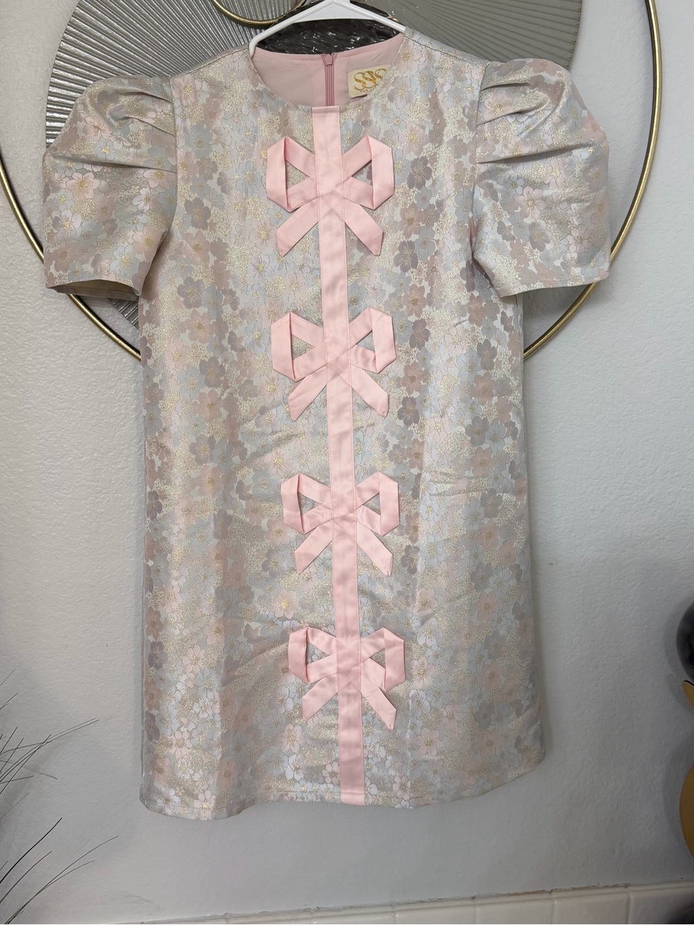 Pink Bow-Accent Mini Dress